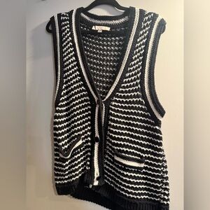 Ann Taylor LOFT Black and White Striped Women's Sweater Vest